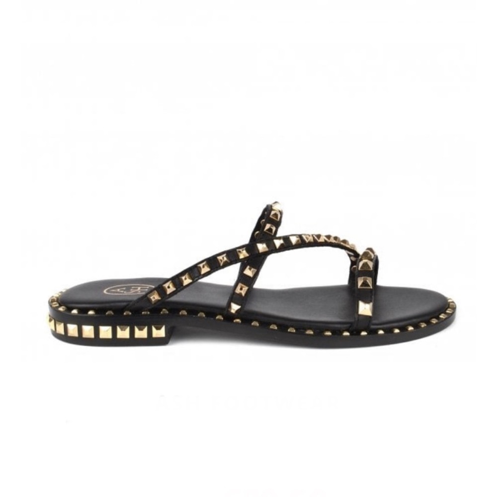Black and Gold Ash Sandals